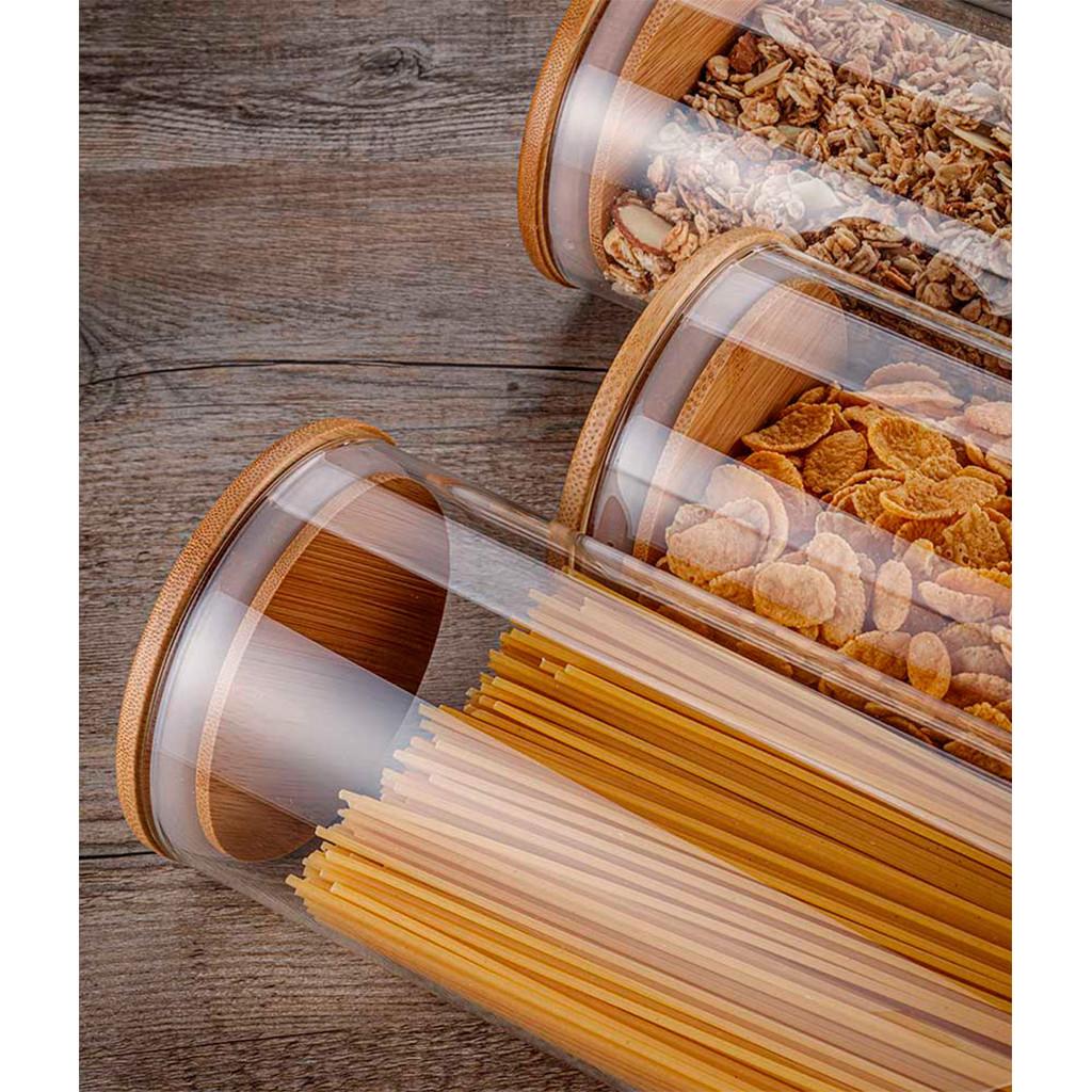 Potes Herméticos Porta-Mantimentos com Tampa de Bambu Electrolux - 4 unidades