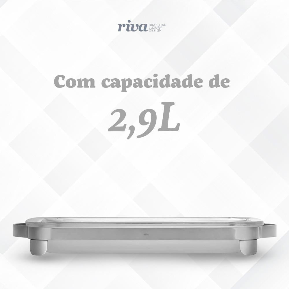 Suporte Com Refratário Frozen Glass 2.9L E Talheres Sion Inox Elegância E Praticidade Riva