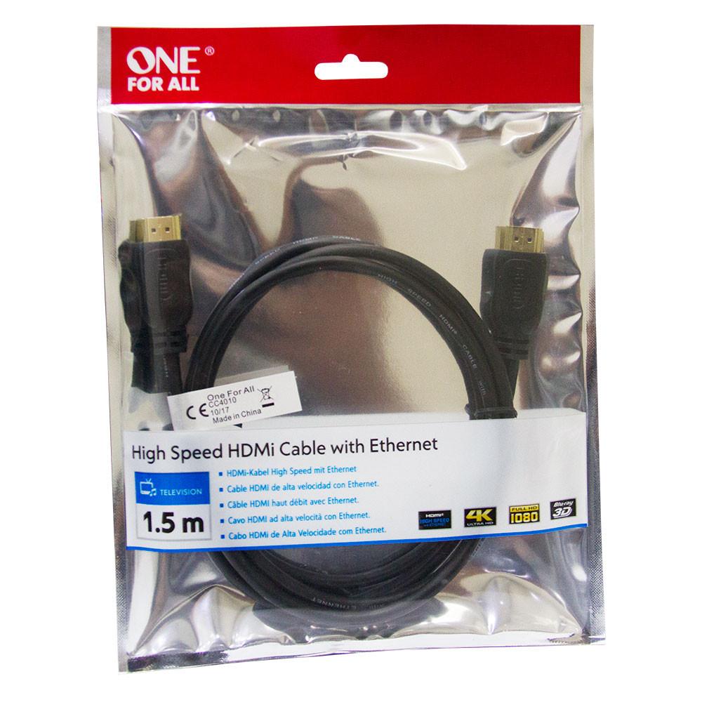 Cabo HDMI FULL HD de alta velocidade com Ethernet e extensão de 1,5 m