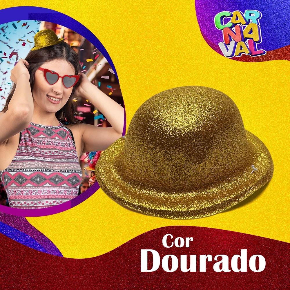 Mini Chapéu Glitter Mais Gravata Borboleta Brilhe No Carnaval