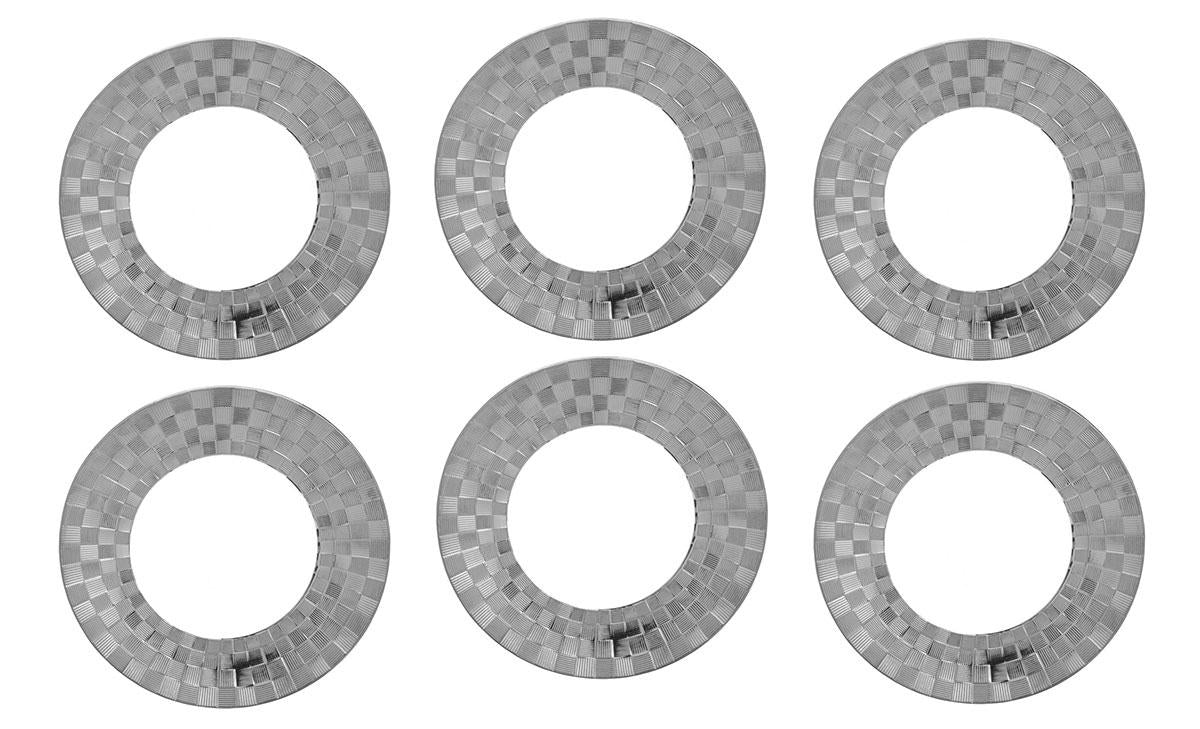 Conjunto com 6 pratos rasos porcelana super white Vera silver 27x3cm