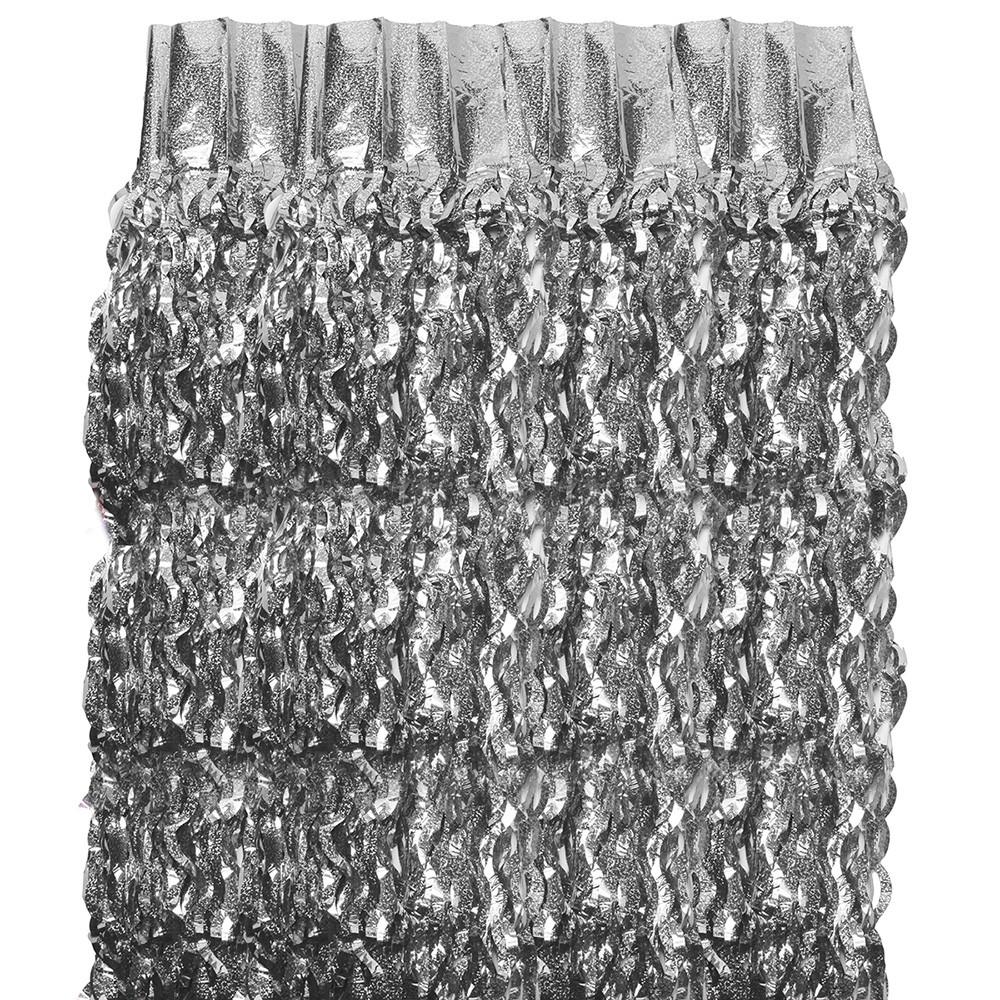 Cortina Holográfica 100x200Cm Corte Especial Silver Festas