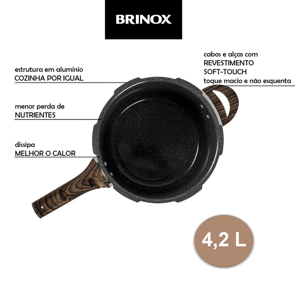 Panela De Pressão Ceramic Life Pressure 4,2L Com Cabo Baquelite Brinox