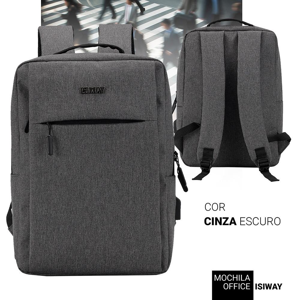 Mochila Office Isiway Para Notebook Com Amplo Espaço Interno Isibrás