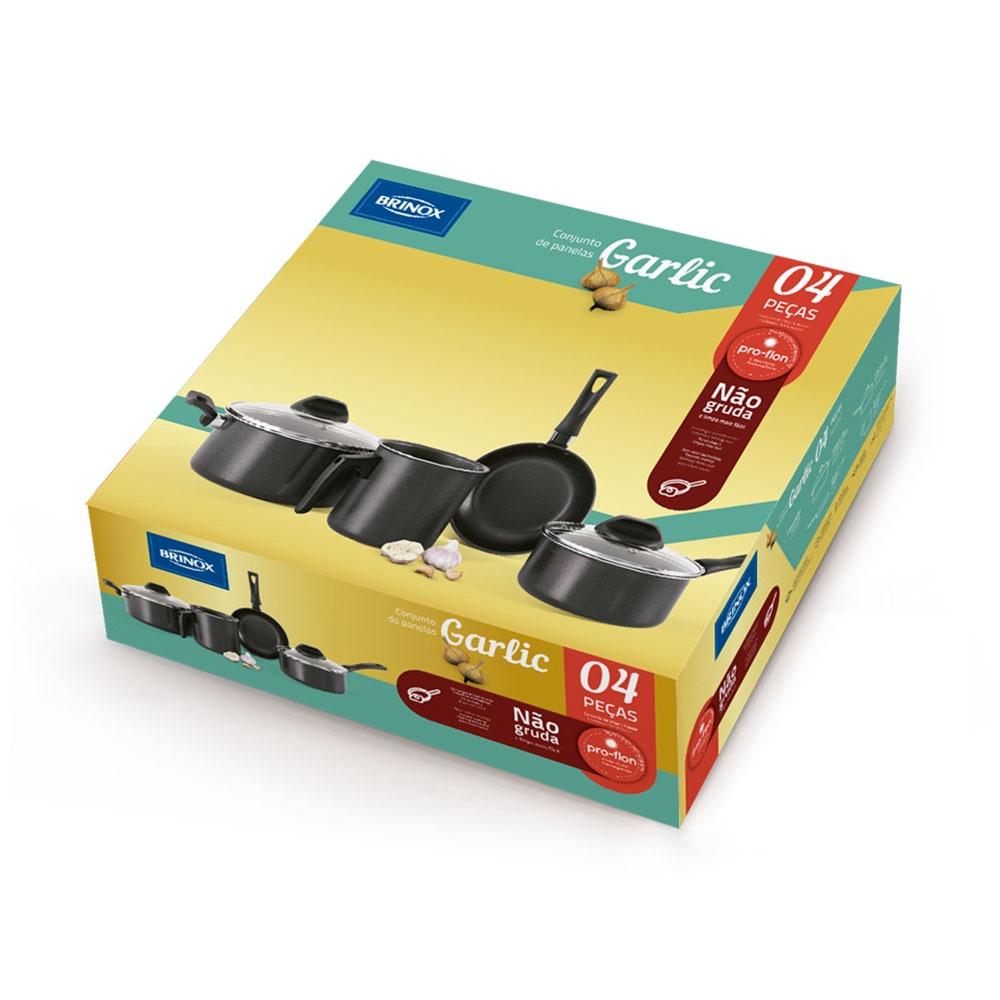 Conjunto de Panelas Brinox 4 peças Garlic Vermelha