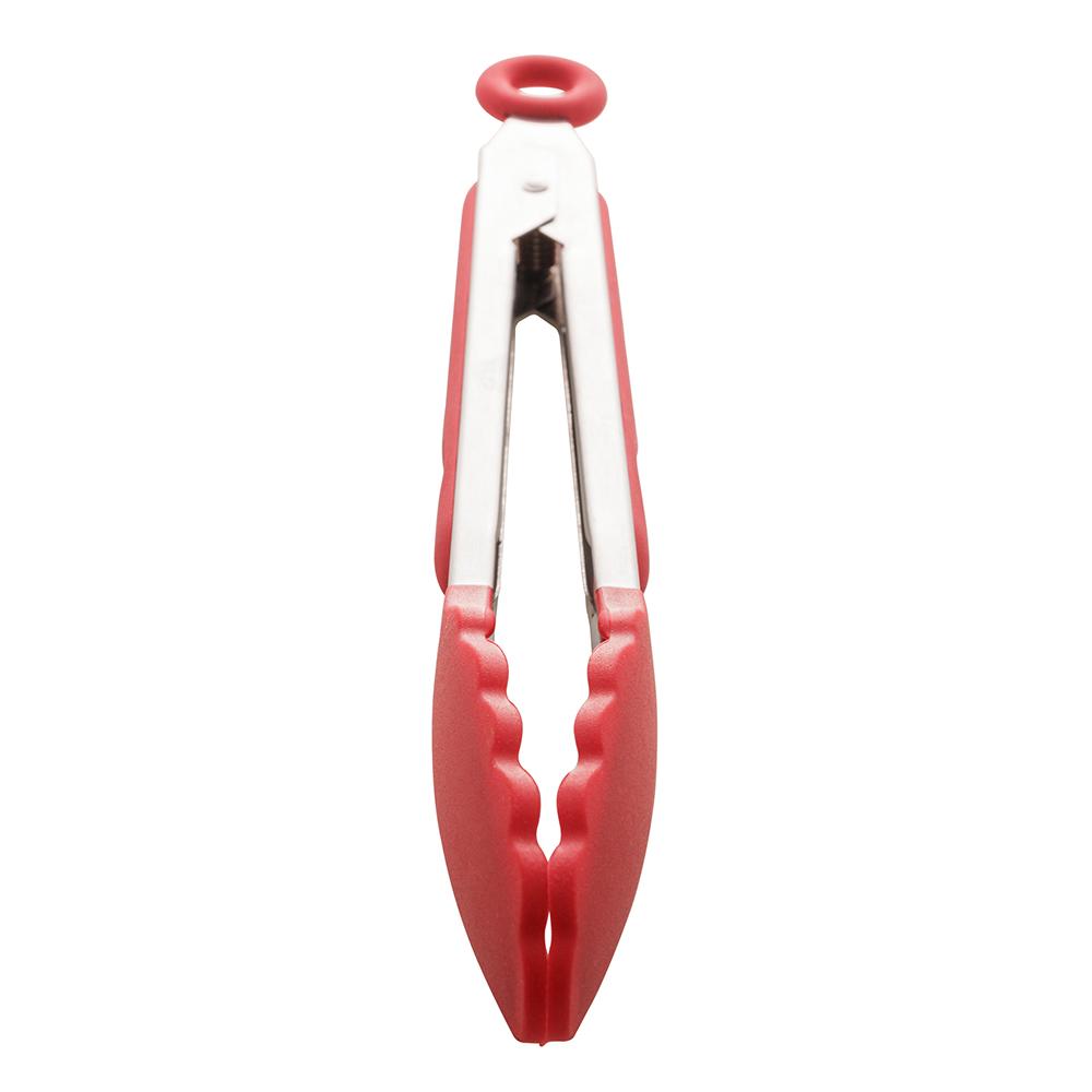 Pinça de silicone 27cm c/cabo de aço inox Charmy vermelha