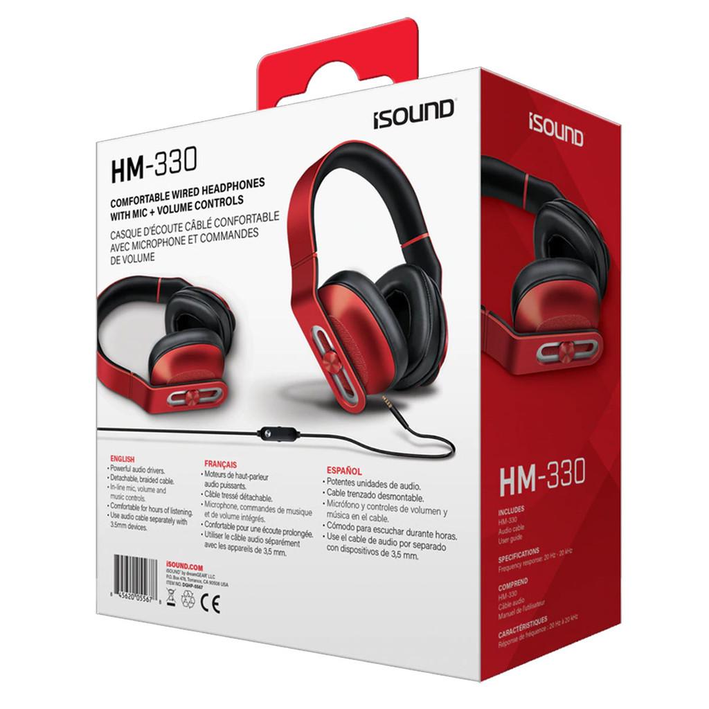 Headphone com mic HM-330 e controle no cabo - Vermelho