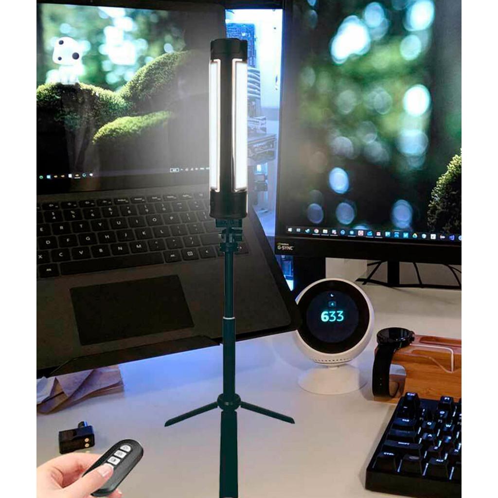 Luminária portátil com 3 painéis LED + Tripé para suporte de iluminação Ring Light - 1,80m