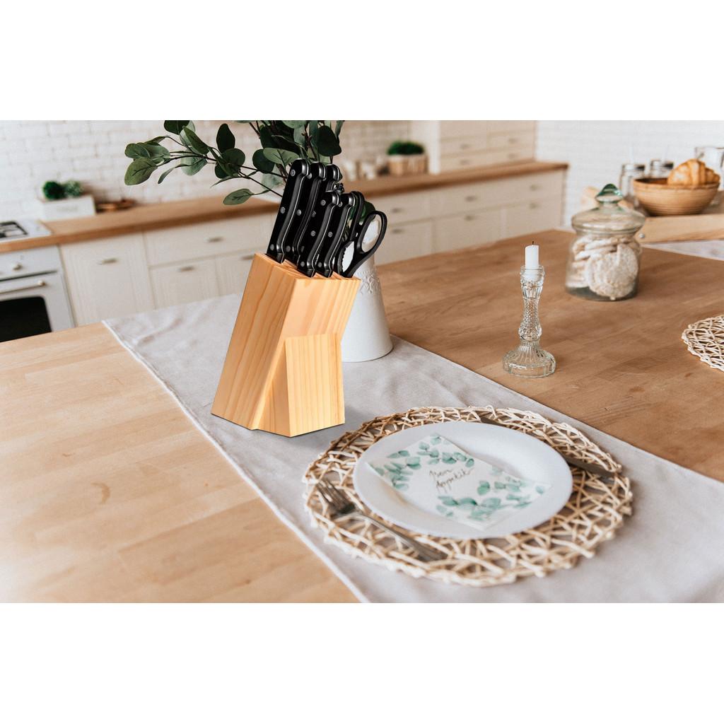 Conjunto de facas 8 peças com cepo Daily - Brinox