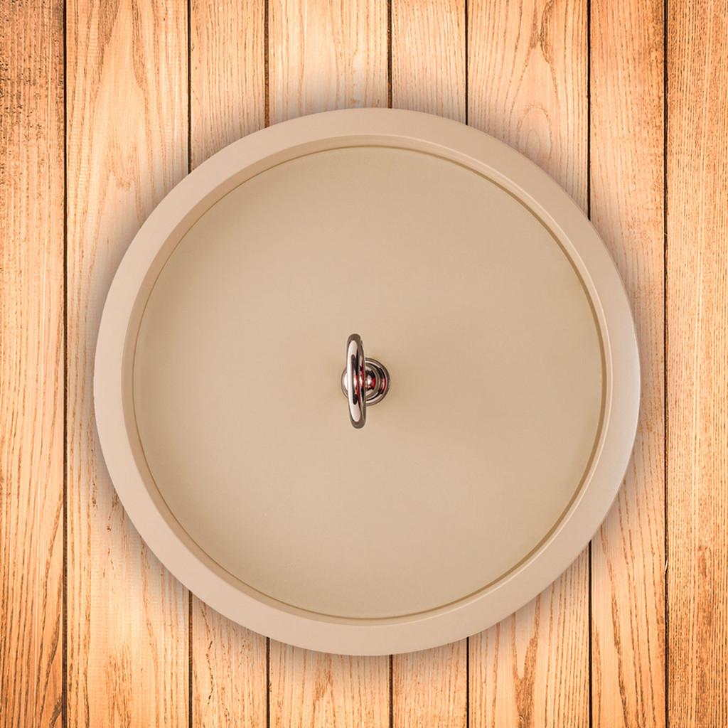 Fruteira madeira laqueado c/vidro 2 andares off-white 34x30cm