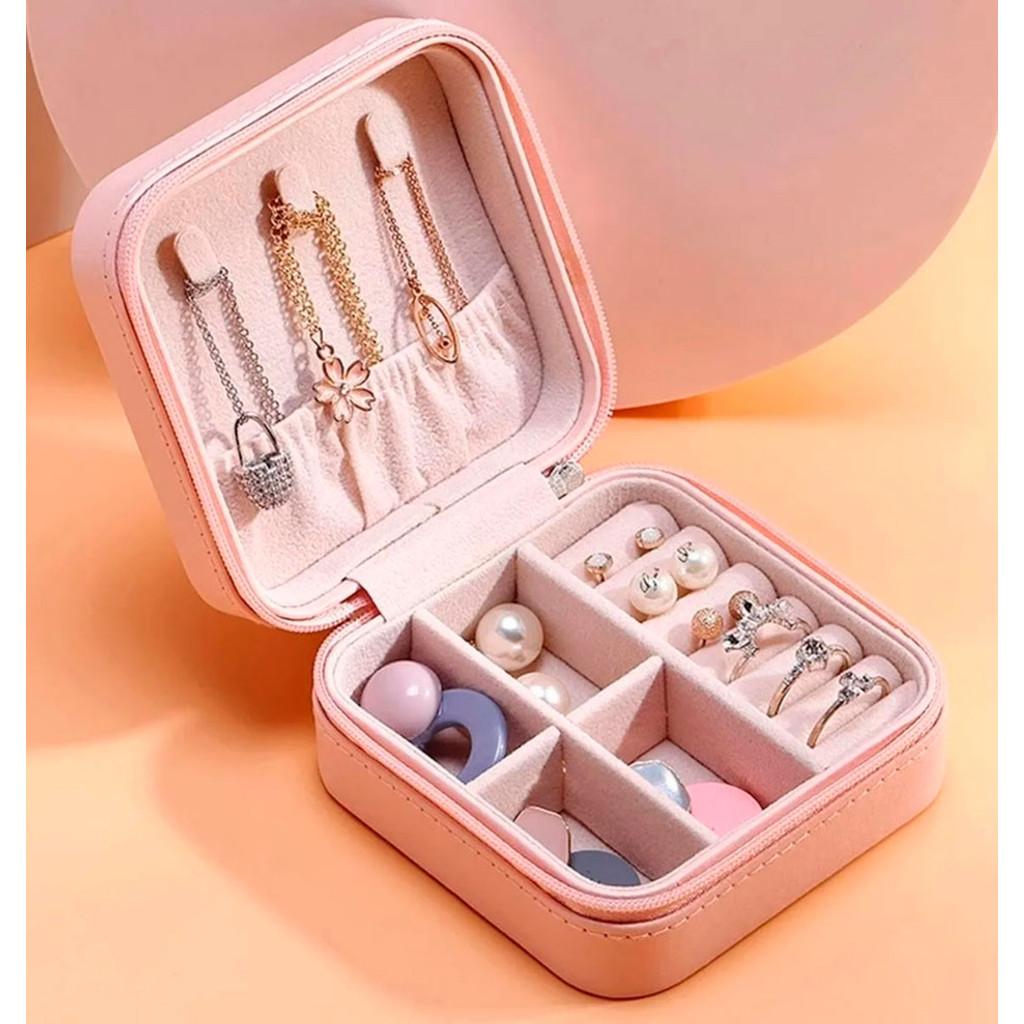 Porta-Joias e Bijuterias Portátil com divisórias - Rosa