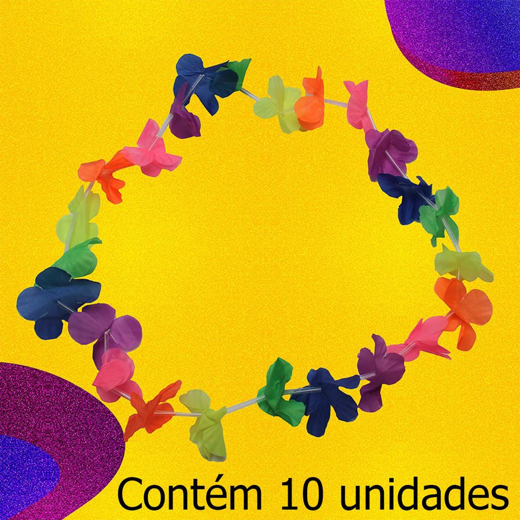 Colar Havaiano Colorido O Toque Tropical Do Carnaval 10 Unidades