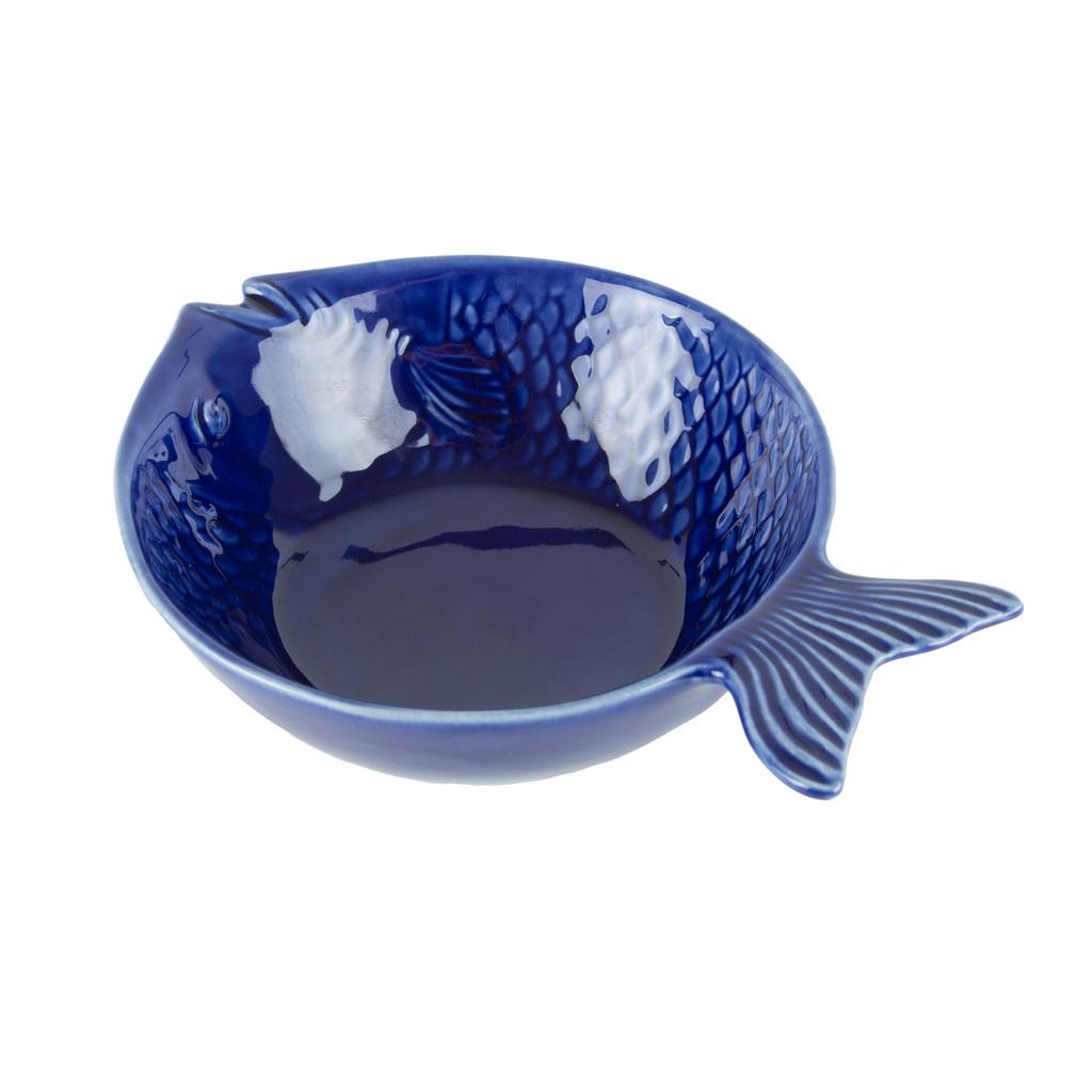 Conjunto com 4 bowls em cerâmica Peixe Ocean 20x14cm azul