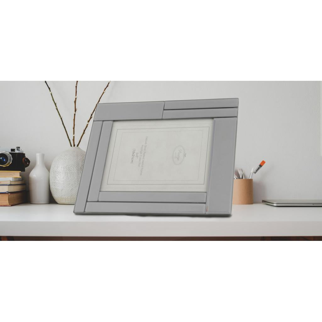 Porta-retrato de vidro espelhado 13x18cm cinza