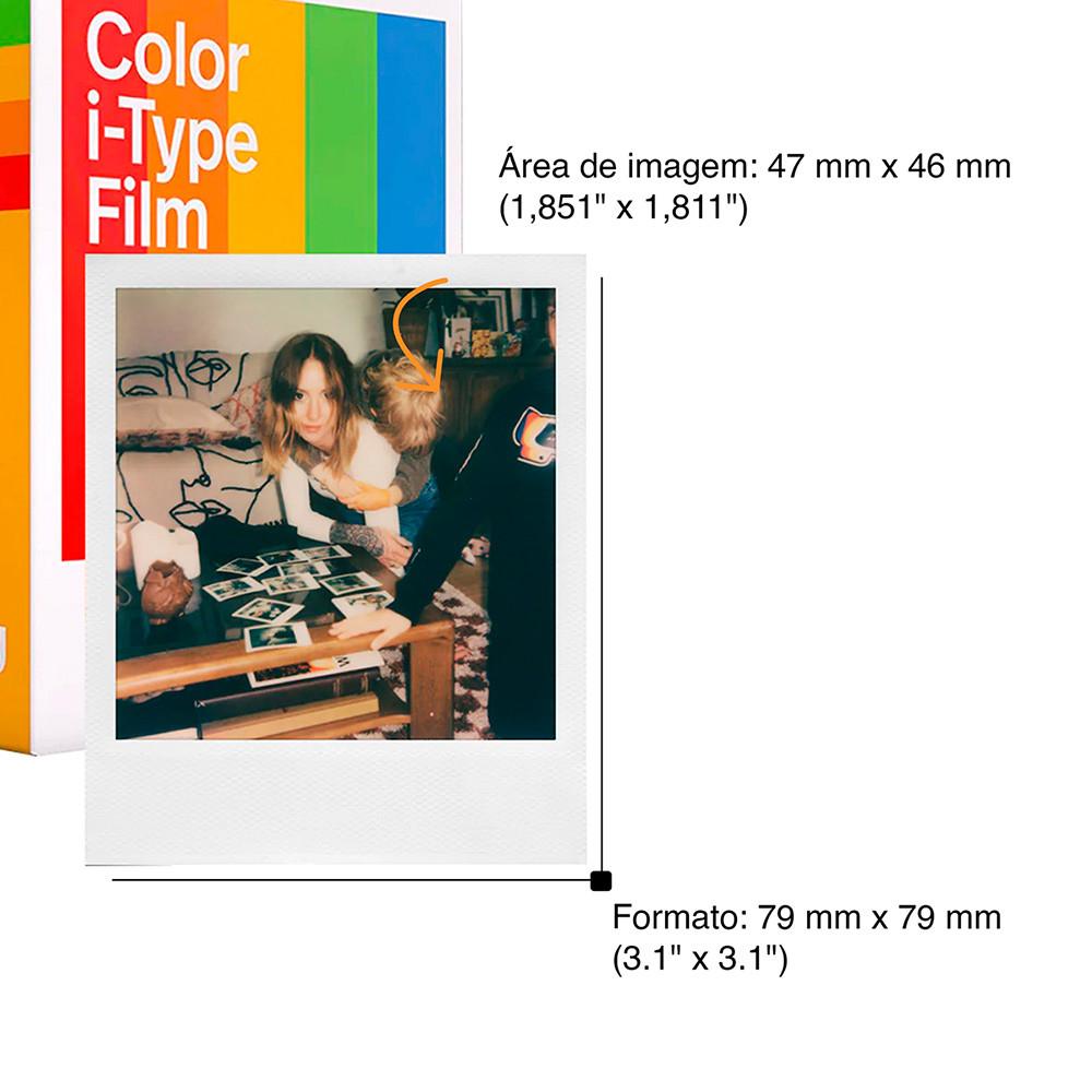 Pacote Color i-Type Polaroid Filme Com 40 Fotos Moldura Branca