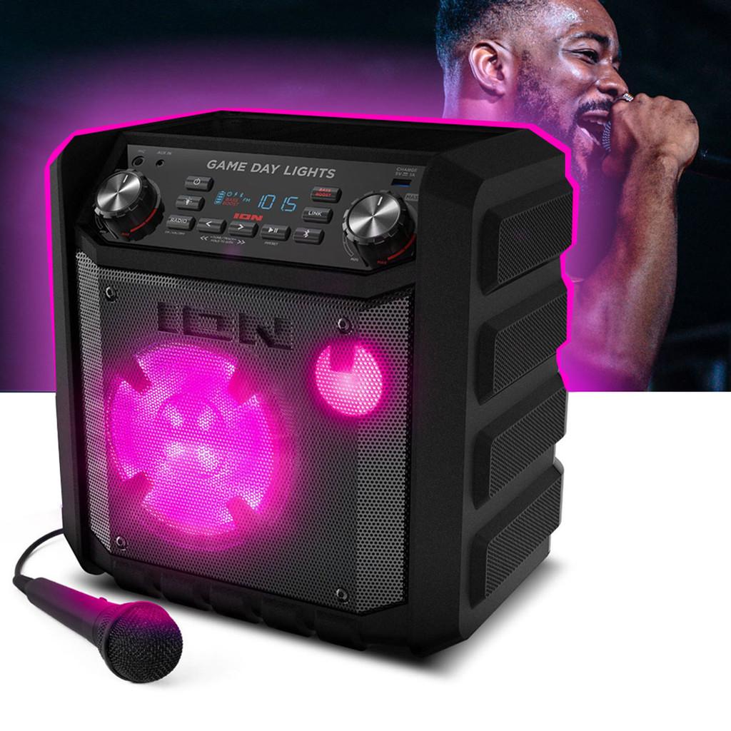 Sistema de Som portátil 50 W sem fio, AM/FM, Microfone e Bateria recarregável