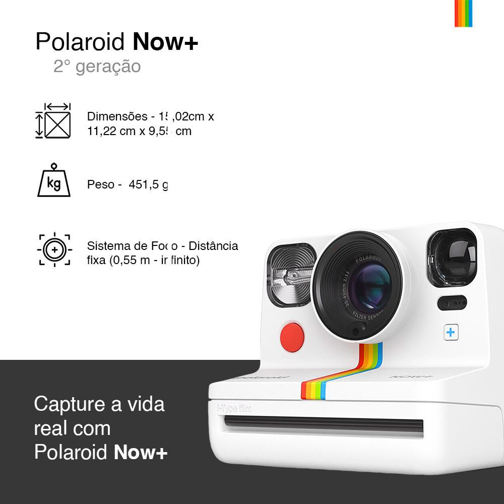 Câmera Instantânea Polaroid Now+ 2ª Geração Bluetooth Sustentável Com 5 Filtros De Lente