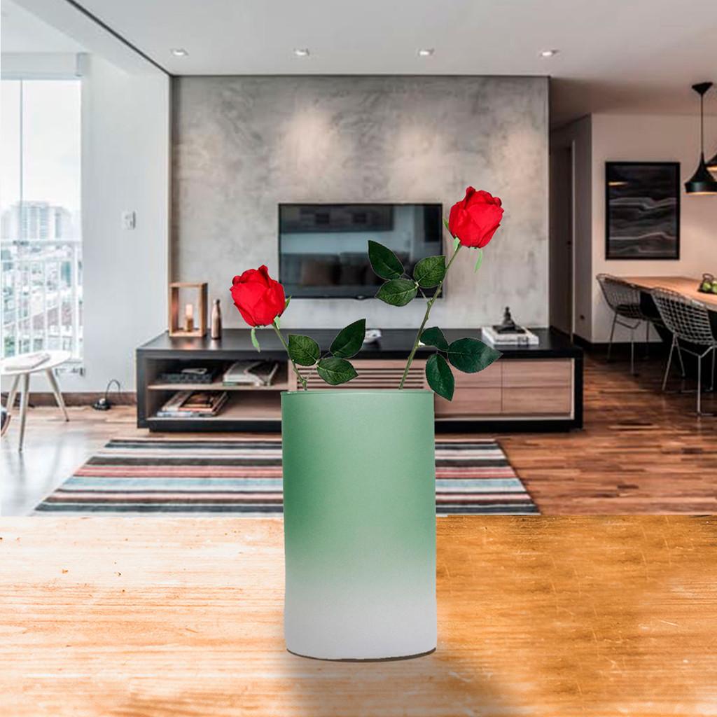 Vaso de Vidro Degradê Verde/Branco 9 cm x 9 cm x 15 cm