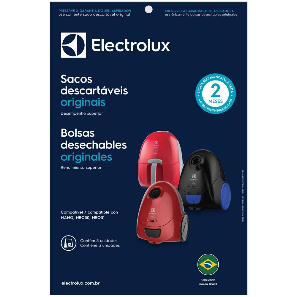 Kit com 3 sacos descartáveis Electrolux SBENA para aspiradores de pó