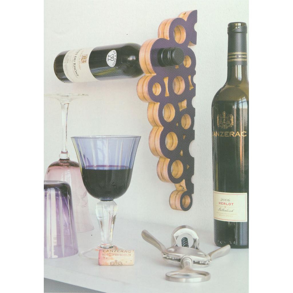 Rack em madeira para até 6 garrafas de vinho - Designer Chantal Drenthe