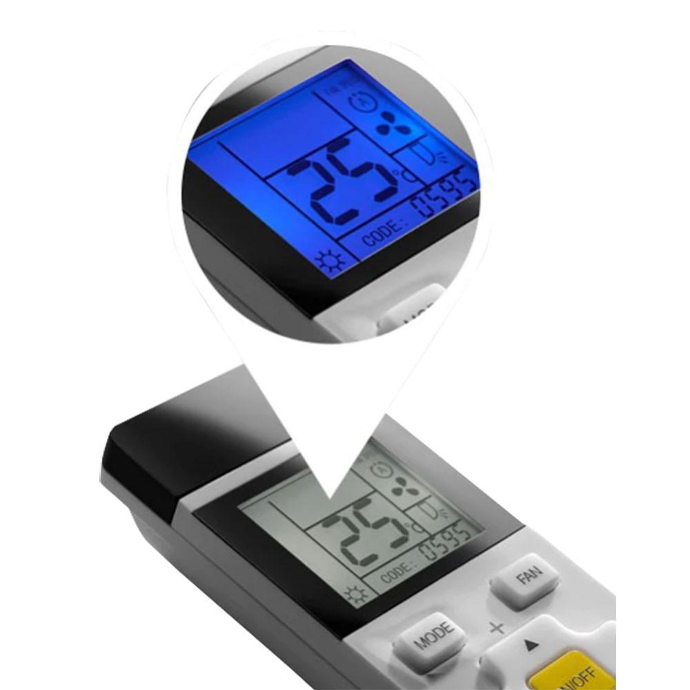 Controle remoto Universal para Ar Condicionado com Visor LCD retroiluminado