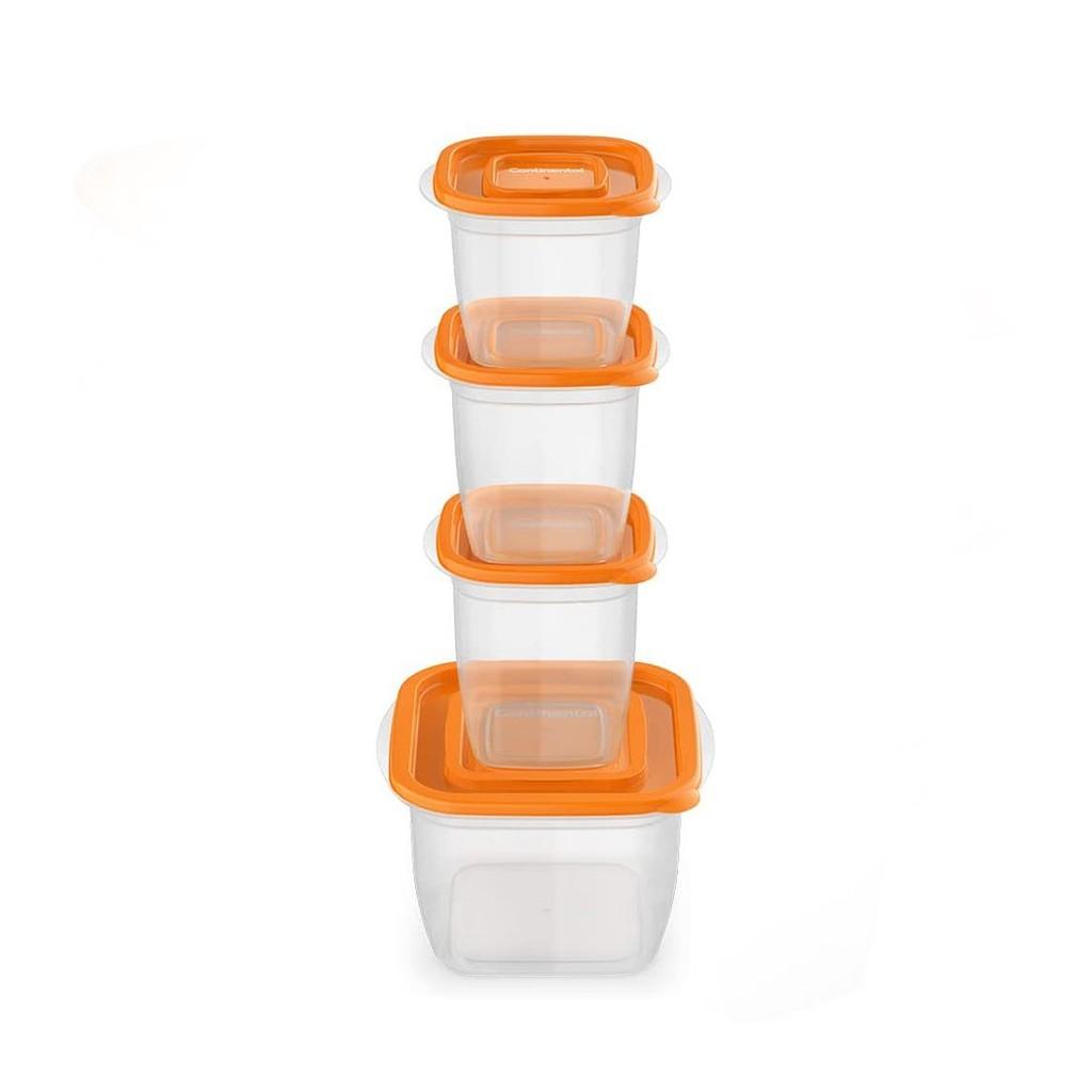 Kit Potes de Plástico Continental 8 unidades - Laranja