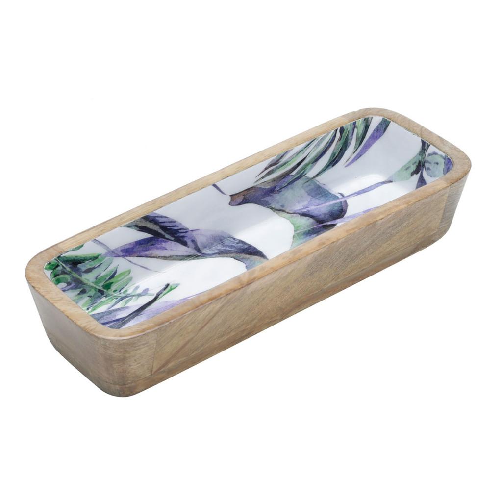 Travessa em madeira Flower 29x11x5cm