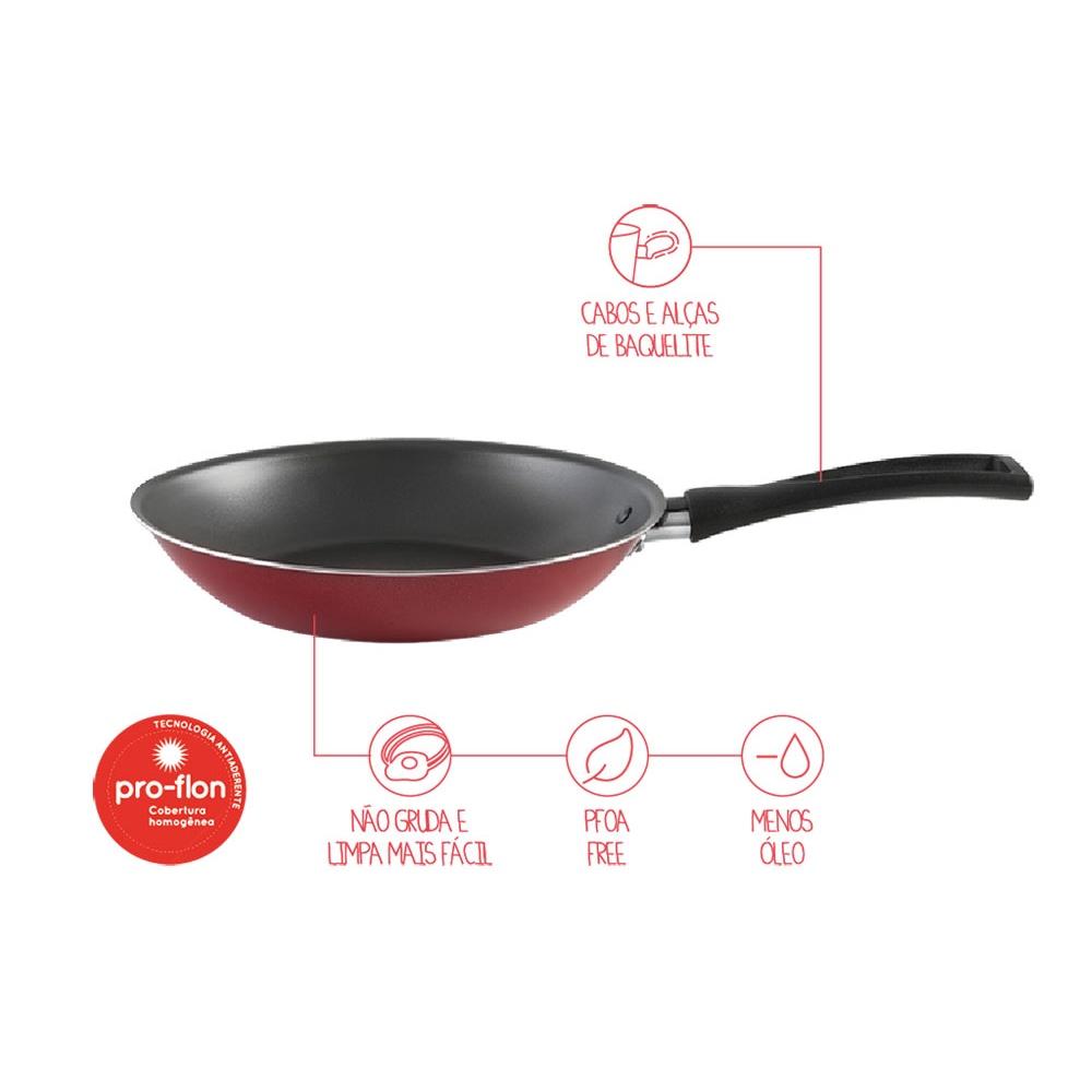 Frigideira Brinox 20X4Cm 0,8L Garlic Vermelha