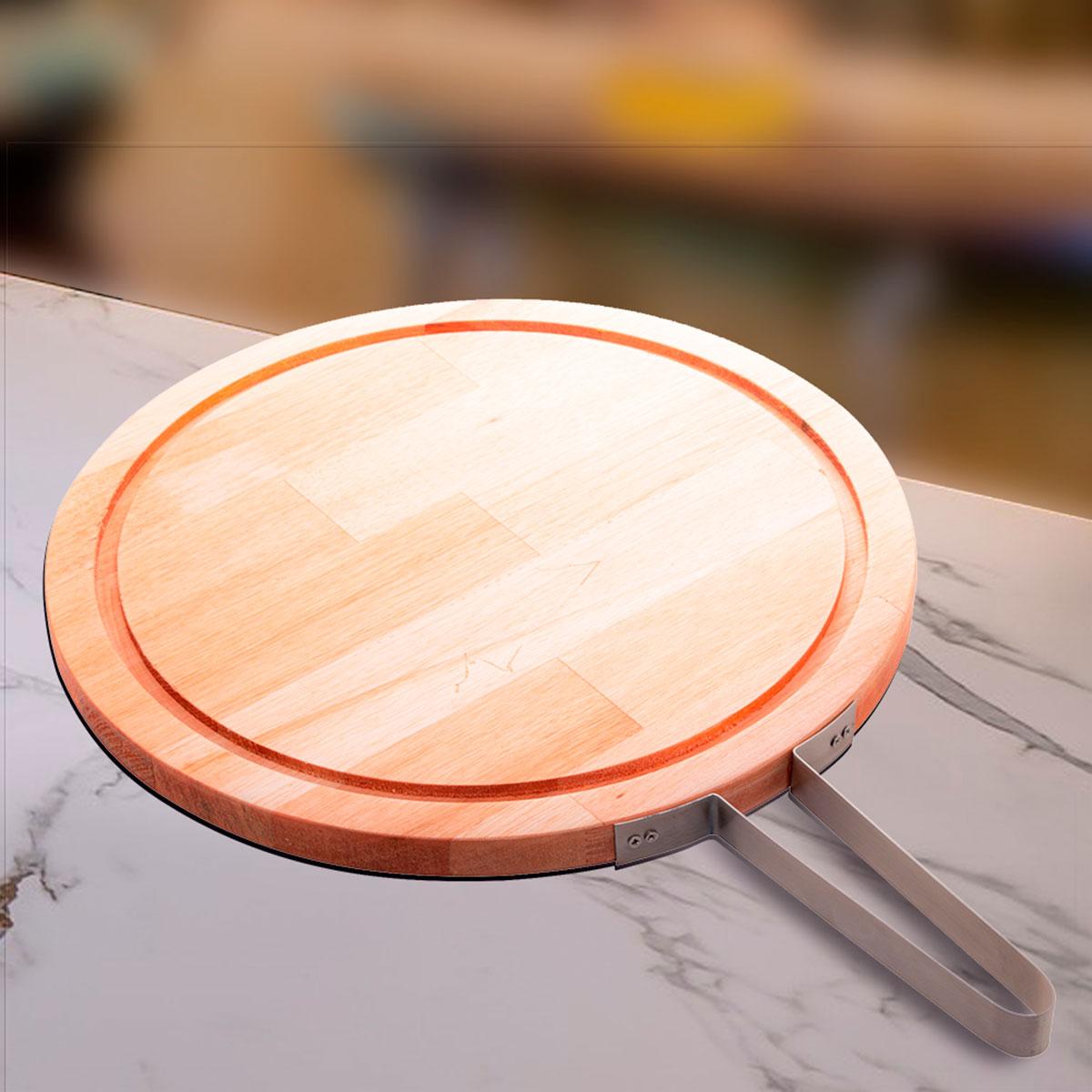 Tábua em madeira liptus com alça em inox 36x2cm