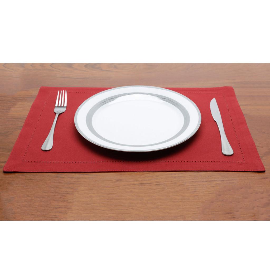 Jogo Americano 2peças ponto ajour algodão 45x33cm vermelho