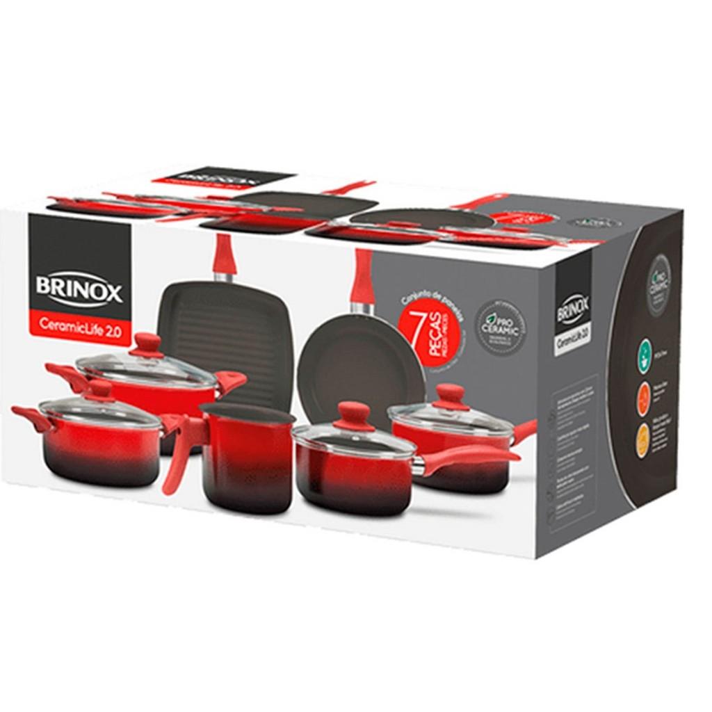 Jogo de Panelas 7 Peças - Smart Brinox - Vermelho