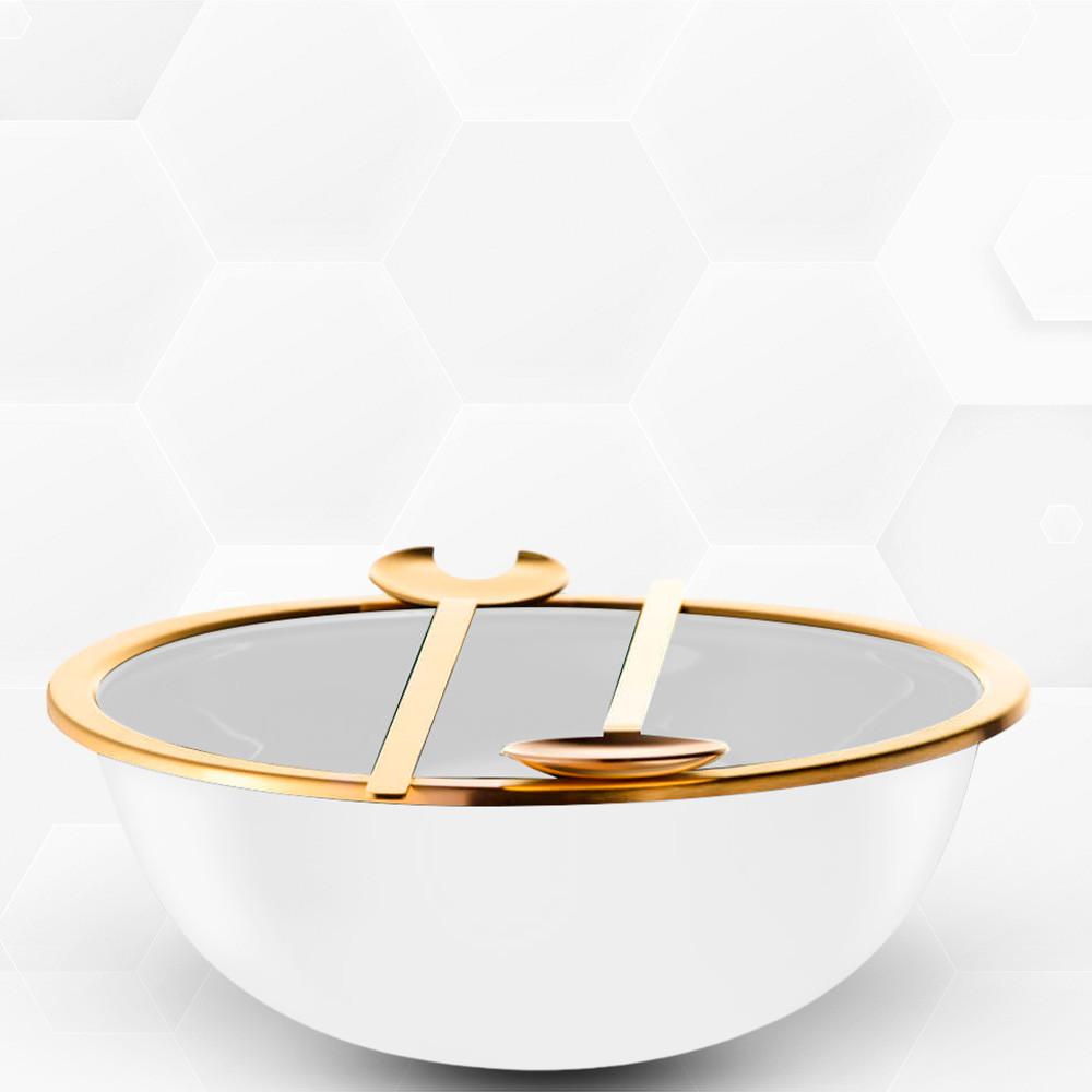 Saladeira Milan Jateada 4L Com Talheres Gold Design Elegante Riva