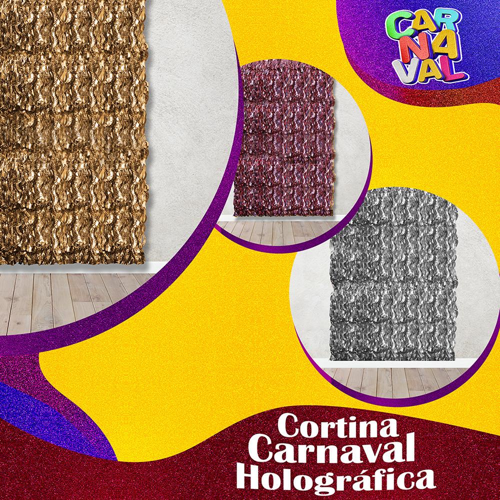 Cortina Holográfica 100x200Cm Corte Especial Silver Festas