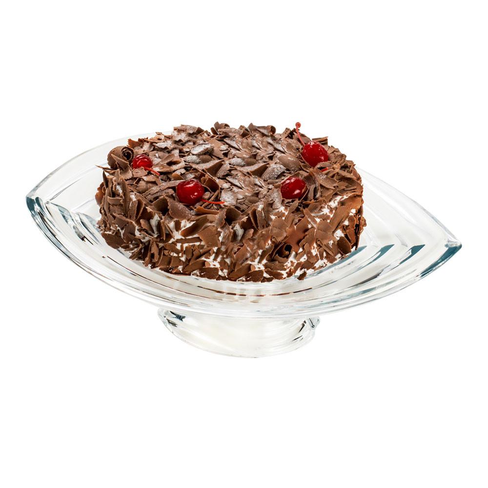 Prato de Cristal Ecológico P/Bolo C/Pé Wave 36X29X10,5Cm