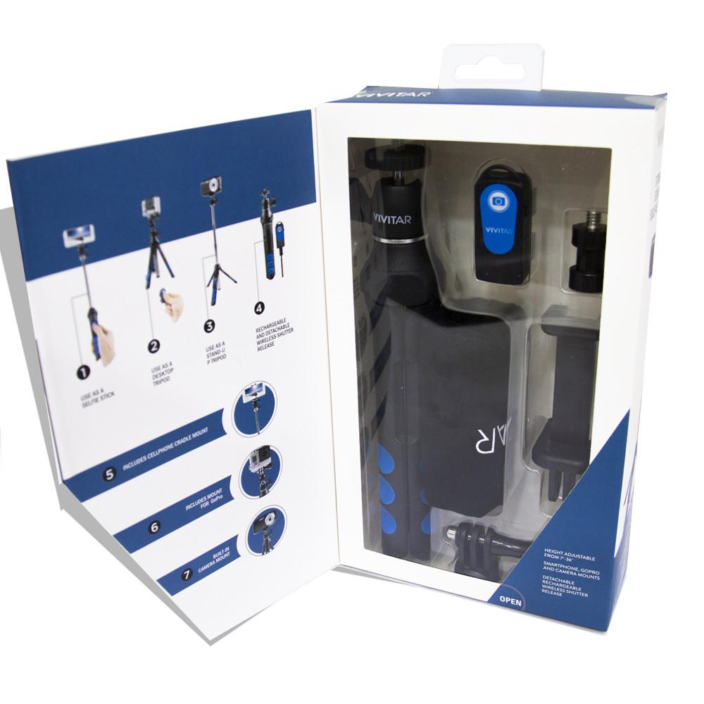 Kit 7 em 1: Tripé/Bastão+Controle+Carregador+ Adaptadores Celular/Gopro/Extensor+Bolsa