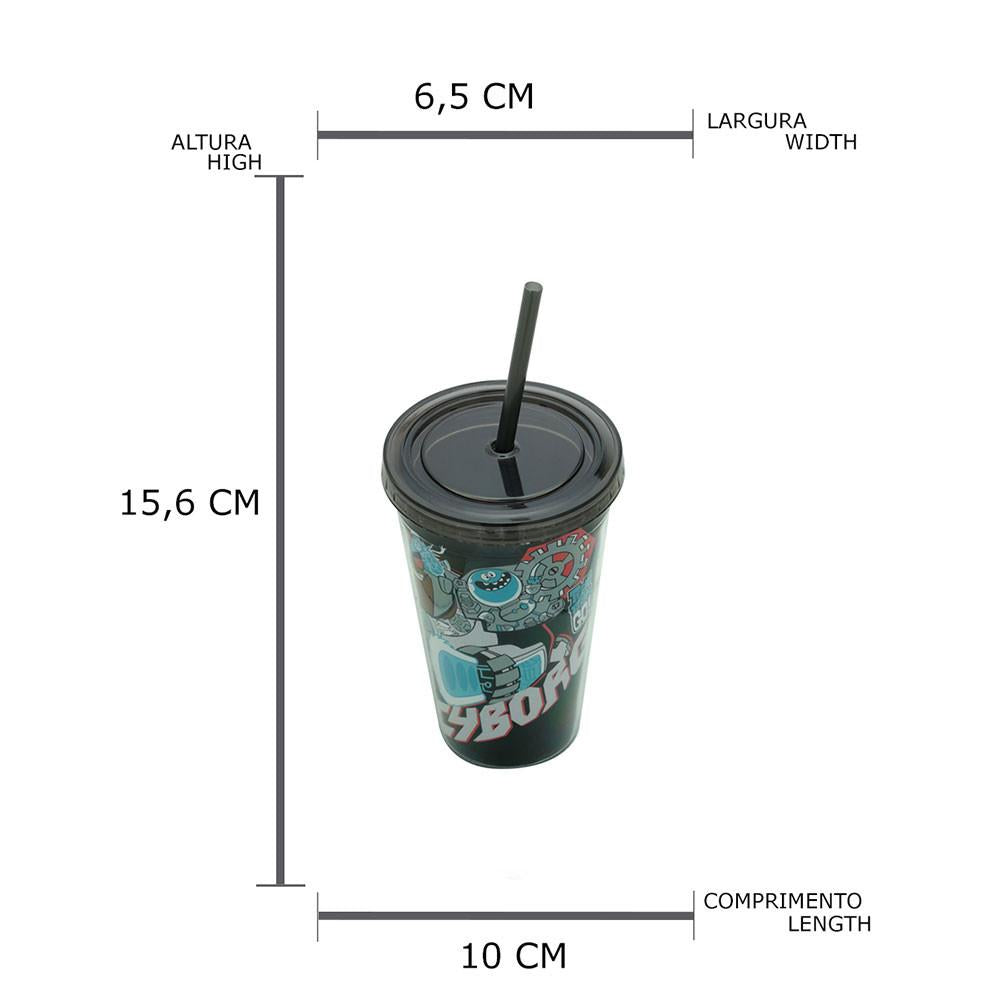 Copo Plástico com Canudo - Teen Titans