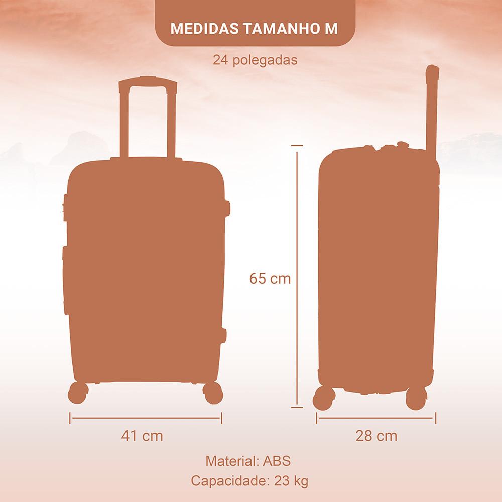 Mala ABS Ibiza M 23kg Rodas 360º Expansível Resistente Isibrás