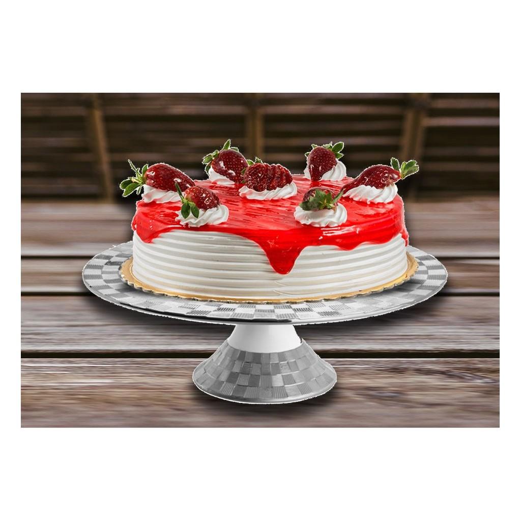 Prato porcelana p/bolo Vera silver 30x10cm