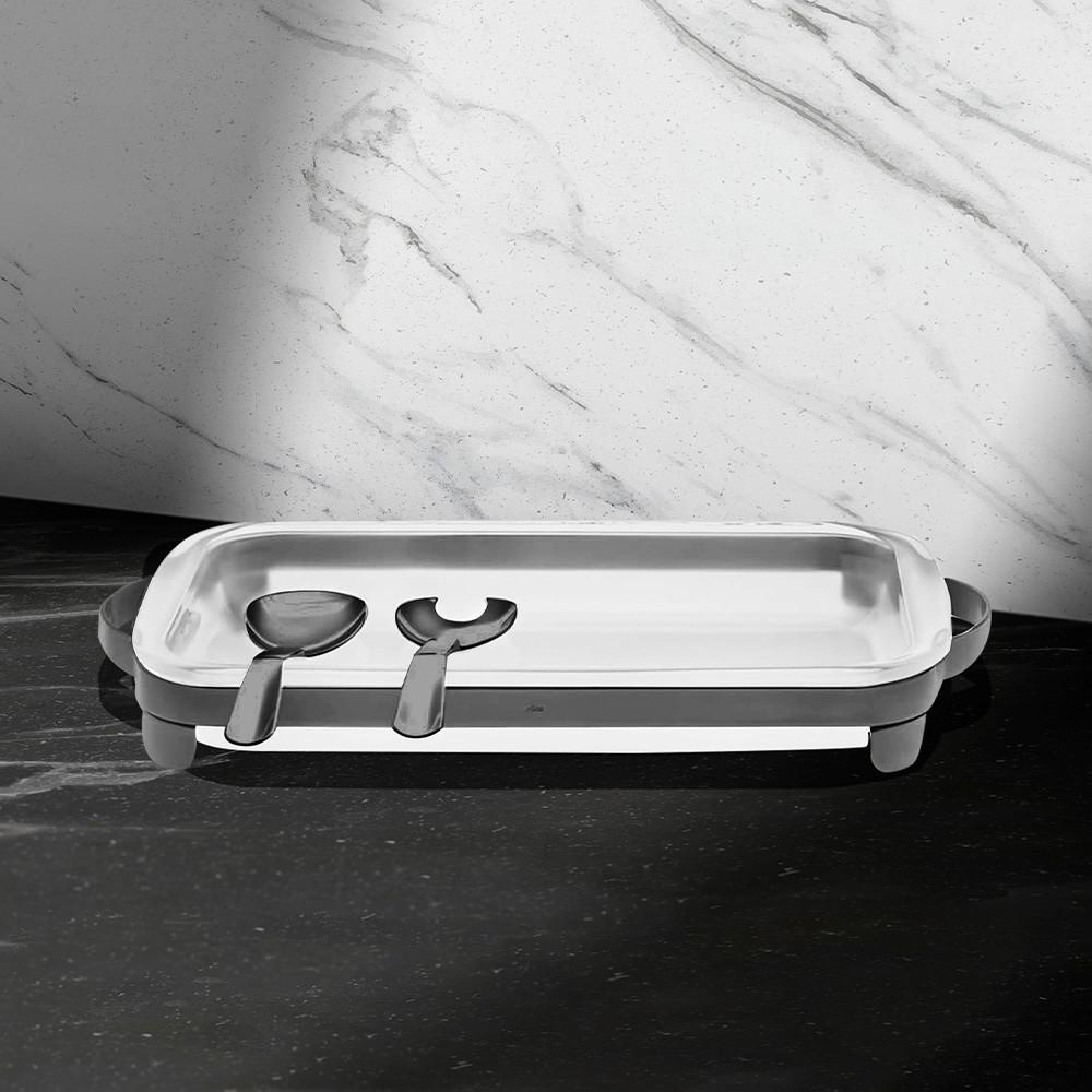 Suporte Com Refratário Frozen Glass 2.2L E Talheres Sion Elegância E Praticidade Riva