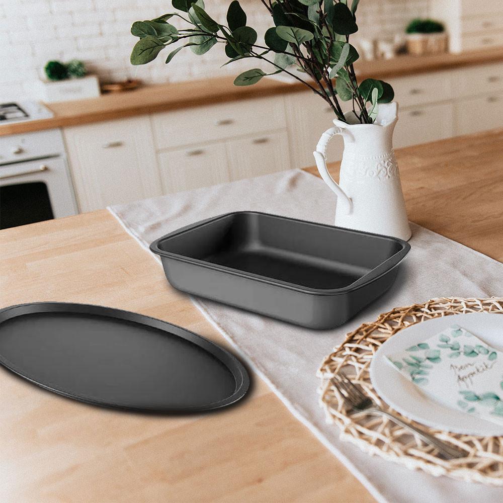 Jogo com Assadeira 33,5 cm + Forma de Pizza - 2 peças Brinox Grafite