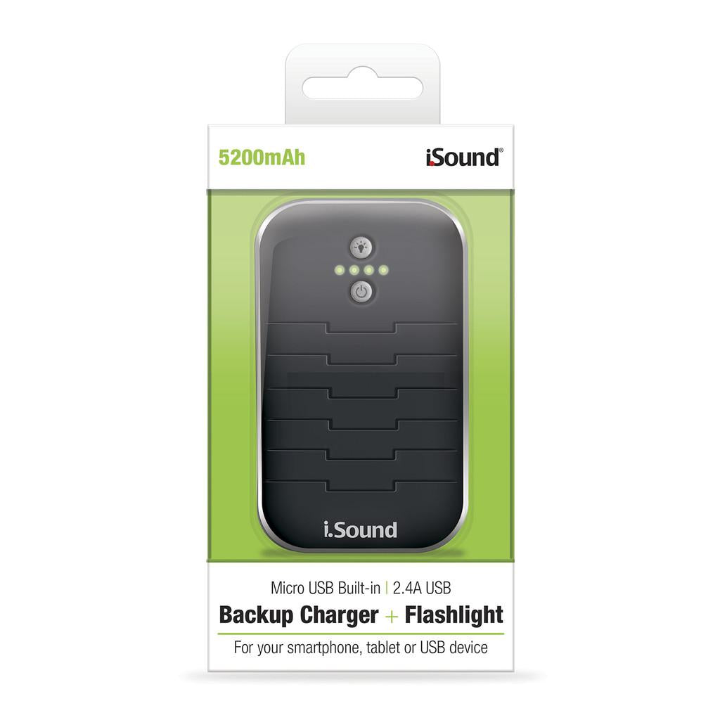 Bateria de reserva portátil com lanterna - 5.200 mAh