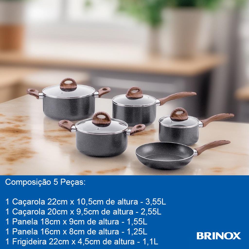 Conjunto De Panelas 5 Peças De Indução Granito Ceramic Life Smart Plus Brinox
