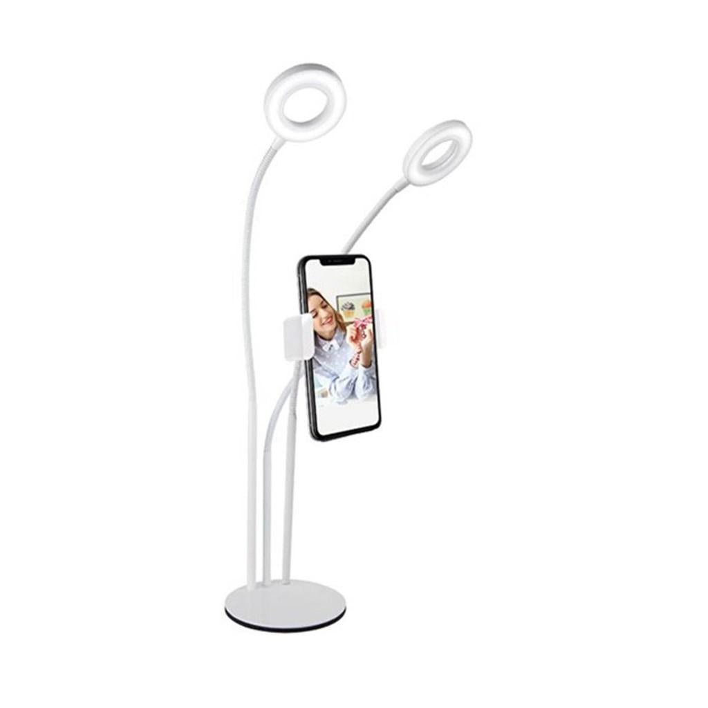 Luminária de mesa com 2 Ring Lights e Suporte para Smartphone