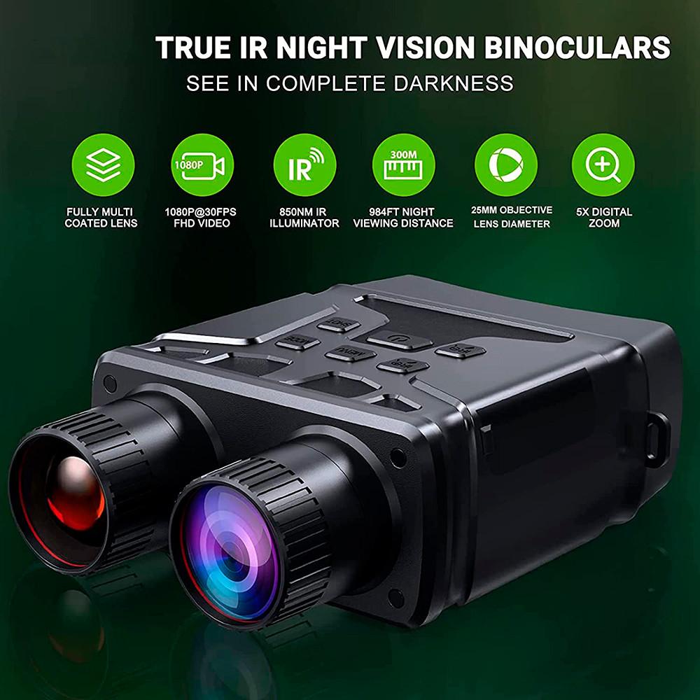 Binóculo com câmera Full HD, visão noturna e zoom digital 5X
