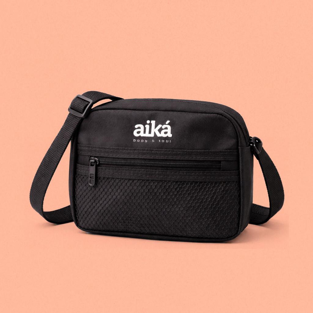 Bolsa De Ombro Mini Bag Preta Com Bolso E Alça Regulável