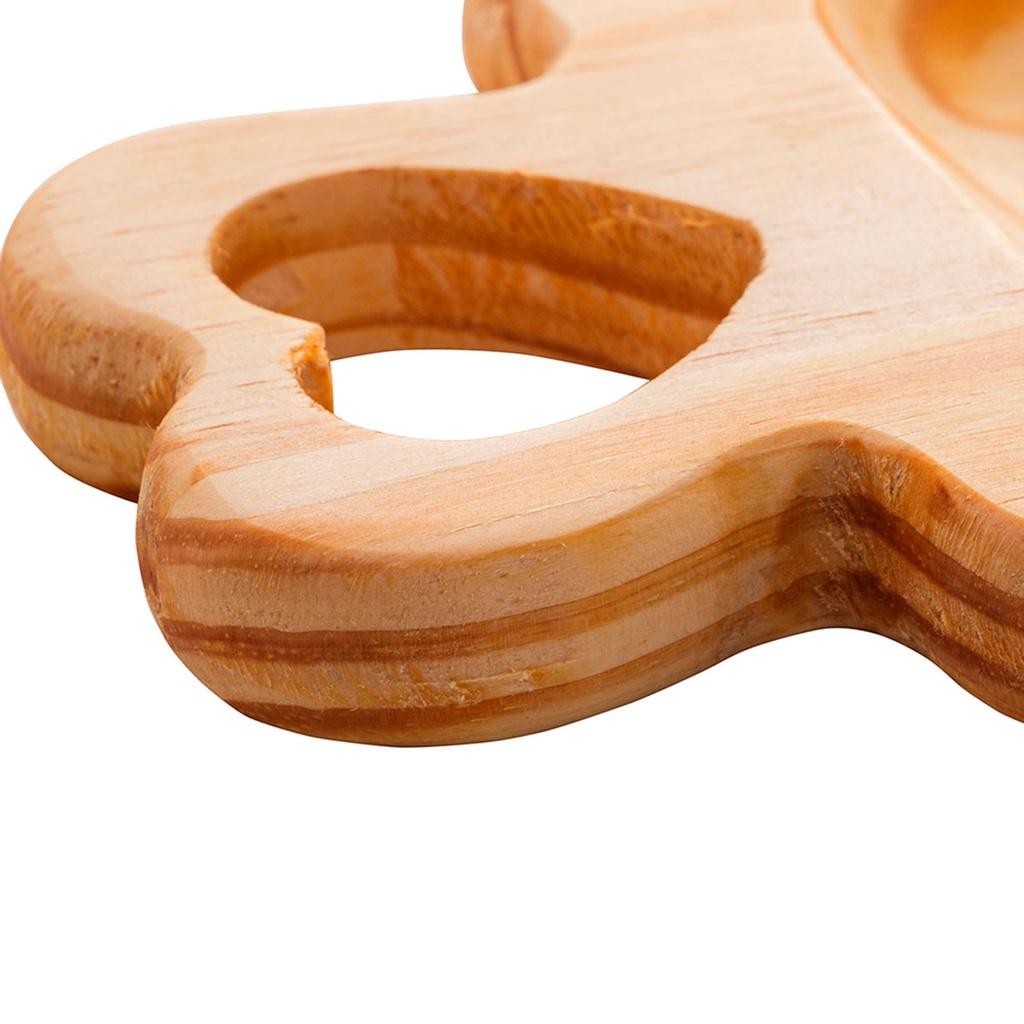 Petisqueira com 3 divisórias em madeira pinus com alça coração 40x13x2cm