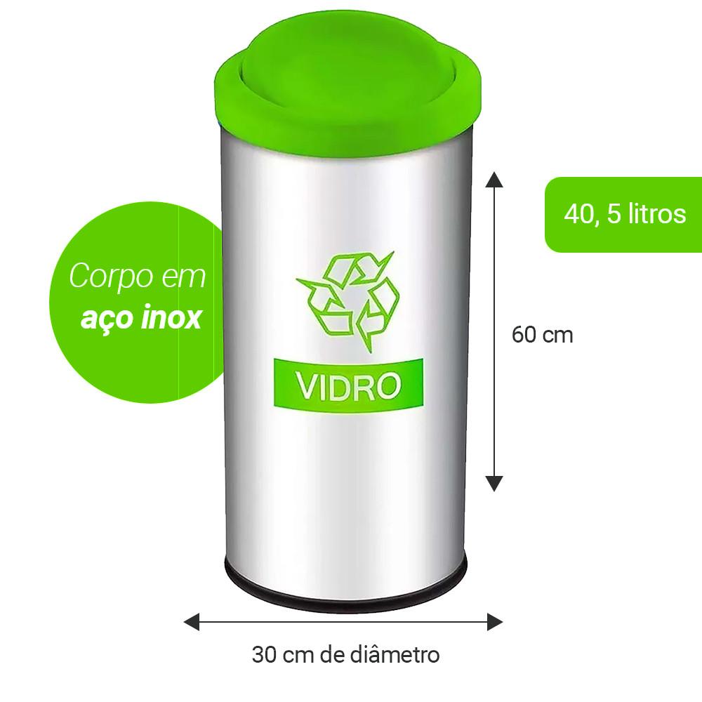Lixeira Seletiva Vidro Tampa Basculante 40,5L