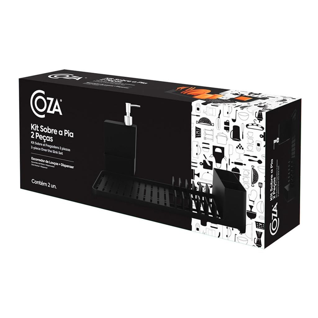 Kit Escorredor de Louça + Dispenser -Preto