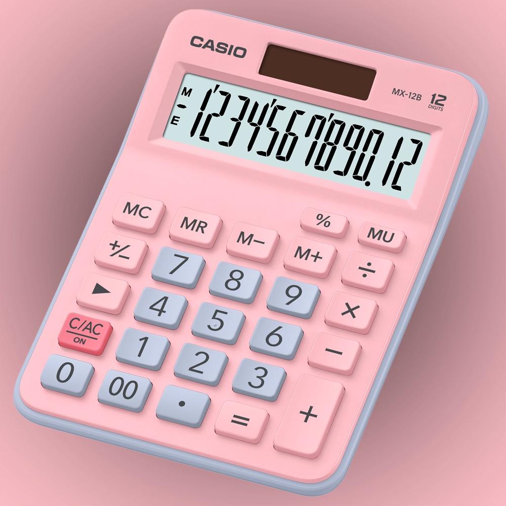 Calculadora Casio de mesa visor XL, 12 dígitos e alimentação dupla MX-12B