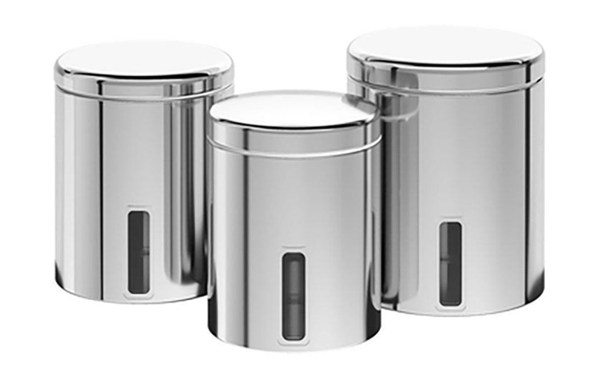 Conjunto Potes P/Mantimentos C/Tampa E Visor-3Pcs